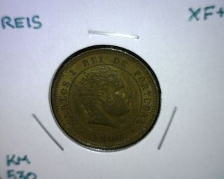1900 Portugal 5 Reis Coin,  Xf,  Km 530 photo