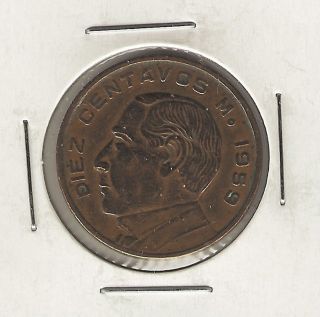 Mexico 10 Centavos,  1959,  Cleaned Coin photo