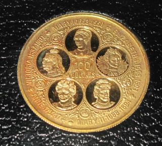 1975 Cayman Islands 100 Dollars Gold 6 Queens Large Coin photo