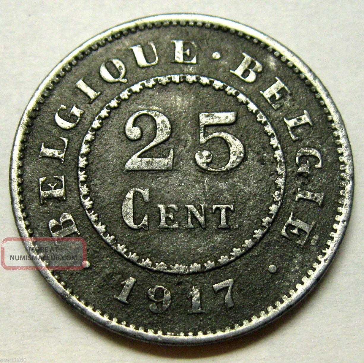 Belgium 25 Centimes Coin 1917 Km 82 belgium-25-centimes-coin-1917-km-82
