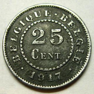 Belgium 25 Centimes Coin 1917 Km 82 photo