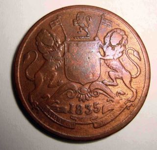 Rare East India Company Half Anna Rare Copper Coin 1835 photo