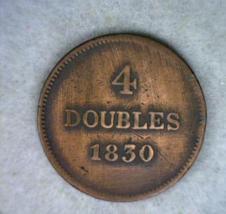 Guernsey 4 Doubles 1830 Very Fine British Coin photo