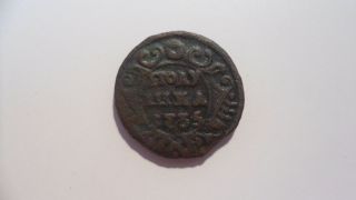 1735 Polushka (1/4 Kopek) Russian Empire Coin Anna Ivanovna photo