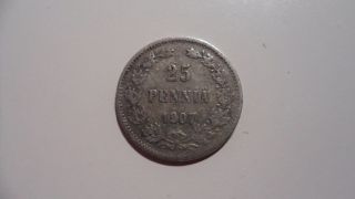 25 Pennia 1907 (l) Finland Under Russia Silver Coin photo