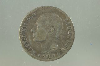 Spain 50 Cent.  1880 Silver Coin photo