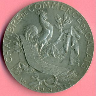 French Solid Silver Art Nouveau Medal By Bottée Rooster Lace Weaving Loom photo