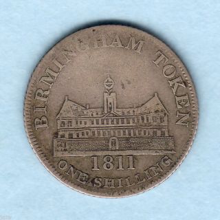 Great Britain.  1811 Silver - Shilling Token. .  Warwickshire - Birmingham. .  Fine photo