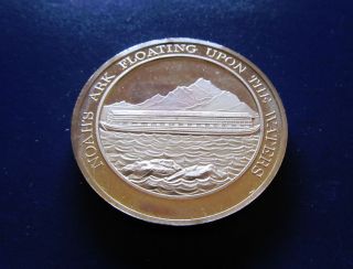 Religion Genesis Noah ' S Ark Floating Upon The Water Medallic Bible Bronze Medal photo