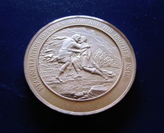 Religion Genesis Jacob & Esau Reconcile Medallic Bible Bronze Medal photo