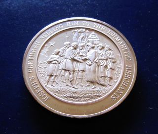 Religion Genesis Joseph To Ishmaelite Merchant Medallic Bible Bronze Medal photo