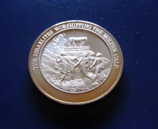 Bible - Exodus - Israel Worships The Molten Calf - Medallic Bible Bronze Medal photo