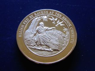 Bible Ikings Elijah Fed By Ravens Franklin Thomason Medalliac Bronze Medal photo