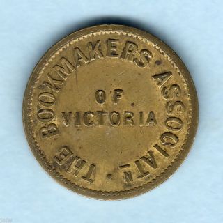 Australia.  N:d C1920s Bookmakers Assoc Of Victoria - 6d Check. .  Brass Vf/vf+ photo