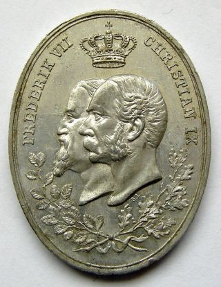 A890 Denmark King Frederik Vii & Christian Ix 1848 1898 Tin Medal photo