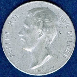 1909 Aluminum Albert 1 King Of Belgium Medal photo