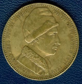 1848 Belgium Medal Honoring Jean Sans Peur,  By Jouvenel,  Small Size photo