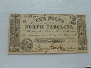 $2.  00 State Of North Carolina Note 10 - 6 - 1861 Confederate State - Raleigh photo