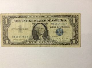 $1 Silver Certificate 1957 A Series,  Blue Seal. photo