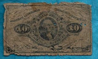 Civil War C1863 George Washington Fractional Money 10 Cent Bill 151 Yrs Old photo