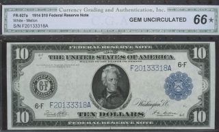 $10 1914 Atlanta Fr 927a Cga 66 Census photo