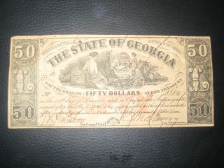 50.  00 Confederate States Of America April 6th 1864 Bill (georgia) photo