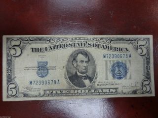 Series Of 1934 C $5 Silver Cert - Blue Seal photo