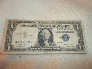 Vintage United States Of America One Dollar Bill/note Blue Seal Series 1935h photo