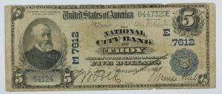 1902 $5 Five Dollar National Currency Banknote Troy York Ny E7612 photo
