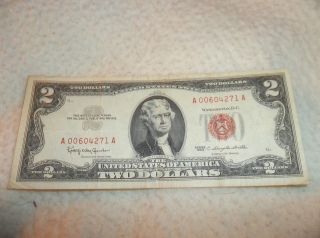 Vintage United States Of America Two Dollar Bill 1963 Red Seal Series photo