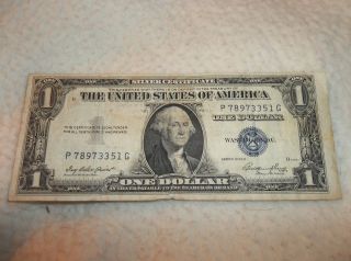 Vintage United States Of America One Dollar Bill Blue Seal Series 1935e photo
