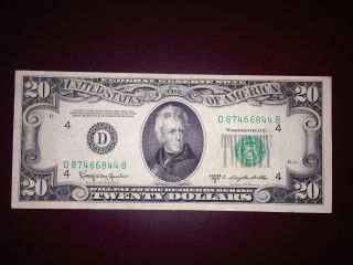 1950 D Andrew Jackson 20 Dollar Bill Federal Note Us Currency Small Twenty photo