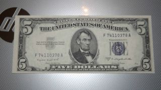 1953 - B $5 Silver Certificate - Gem Crisp Uncirculated - photo