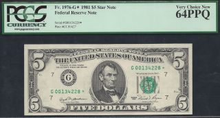 $5 1981 Frn==star Note==rare==retail At $200==pcgs Very Choice 64ppq photo