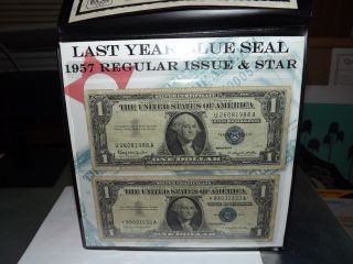 1957 B Last Year Regular & Star Issue One Dollar Silver Certificates Ana Png photo