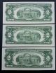 3 Sequential Consecutive 1963a $2 Dollar Bill Red Seal Crisp Uncirculated Gems Small Size Notes photo 2