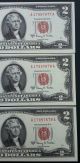 3 Sequential Consecutive 1963a $2 Dollar Bill Red Seal Crisp Uncirculated Gems Small Size Notes photo 3