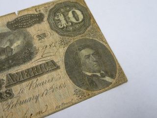 1864 $10 Dollars Va Treasury Richmond Confederate Note 3437 photo