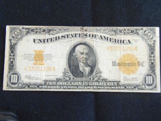 1922 10 Dollars Hillegas Gold Certificate photo