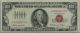1966 $100 Legal Tender Red Seal S/n A 00608672 A Small Size Notes photo 1
