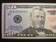 2009 $50 Us Dollar Bank Note Radar Bill Jd 81033018 A United States Unc Small Size Notes photo 2