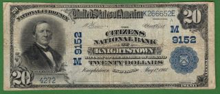 {knightstown} $20 O2pb The Citizens Nb Of Knightstown Indiana Ch M9152 F+ photo