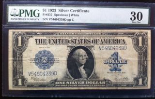 1923 $1 United States Silver Certificate Dollar Bill - Pmg Graded 30 Very Fine photo