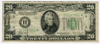1934 C $20 Star Federal Reserve Note Vf,  Fr 2057 B photo