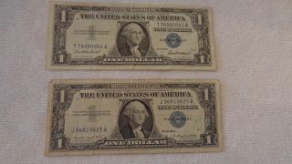 U.  S.  1957 An 1957a Silver Certificates One Dollar Bills Lqqk photo