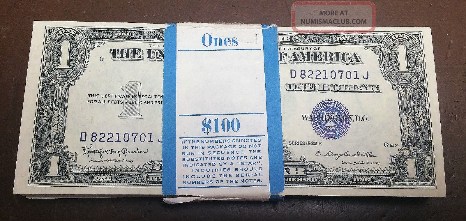 $1 1935h Silver Certificate Pack Banded Gem Cu As Printed