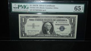 Pmg 1957 - B $1 Silver Certificate - Gem Uncirculated 65 - Epq - ++beautiful++ photo