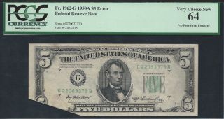 $5 1950 - A Frn=printed Fold=huge=pcgs 64 photo