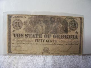Authentic Obsolete Confederate Georgia 50c Note Currency 1863 Cr 14 Rarity 1 photo