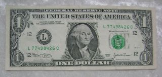 2003 One Dollar Bank Of San Francisco Letter L Usa photo